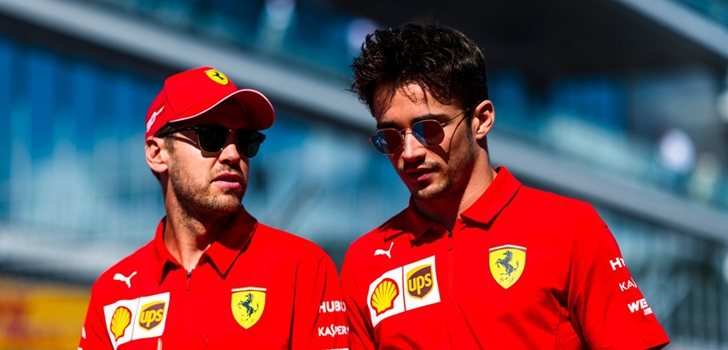 Vettel y Leclerc, juntos en el Paddock