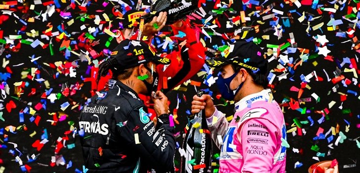 Vettel, Pérez y Hamilton, juntos en el podio