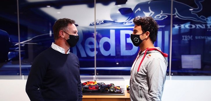 Sergio Pérez, junto a Christian Horner