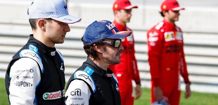 Alonso y Ocon, en la presentación de la temporada 2021