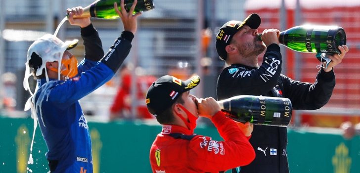 Bottas, Leclerc y Norris celebran un podio en 2020