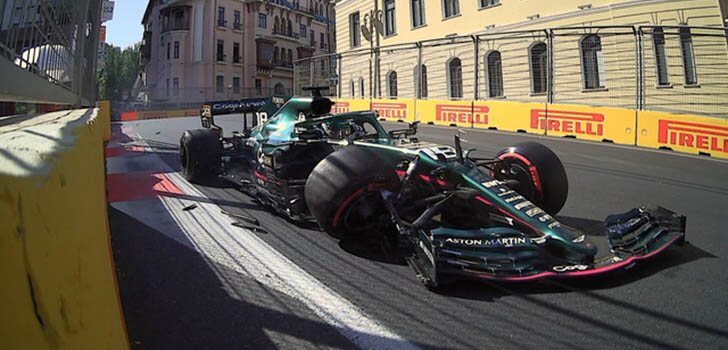 Accidente de Lance Stroll clasificación Bakú