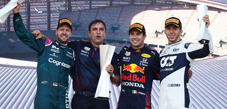 Pérez, Vettel y Gasly en el podio de Bakú