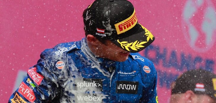 Norris celebra su podio en Austria