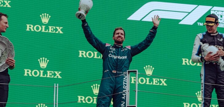 Vettel, en el podio de Hungría