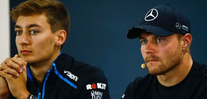 Bottas y Russell, juntos en una rueda de prensa