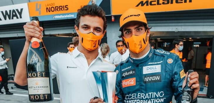 Norris celebra el podio de Sainz en Brasil