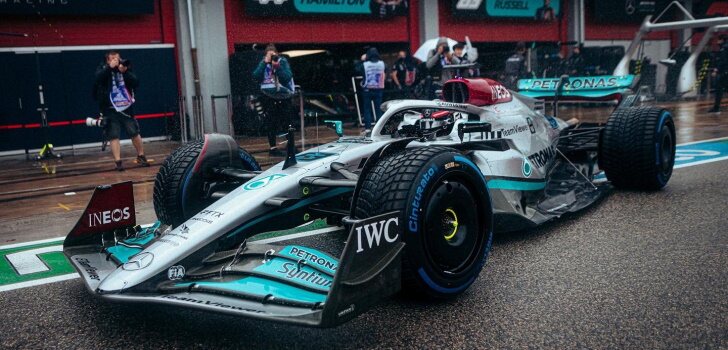 George Russell en el Mercedes en la Clasificación de Imola