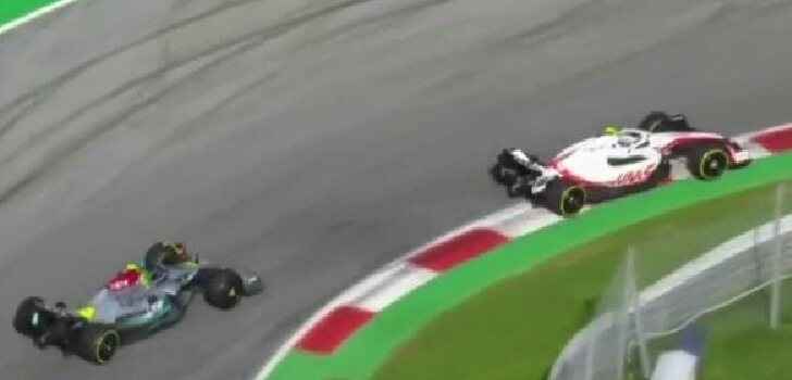 Vista aérea de la lucha entre Hamilton y Schumacher. Fuente ESPN