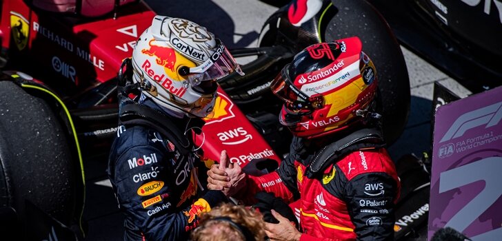 Sainz y Verstappen se saludan en Canadá