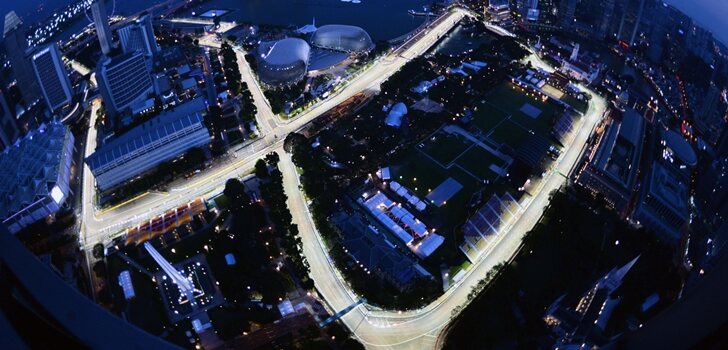 Trazado de Singapur de noche