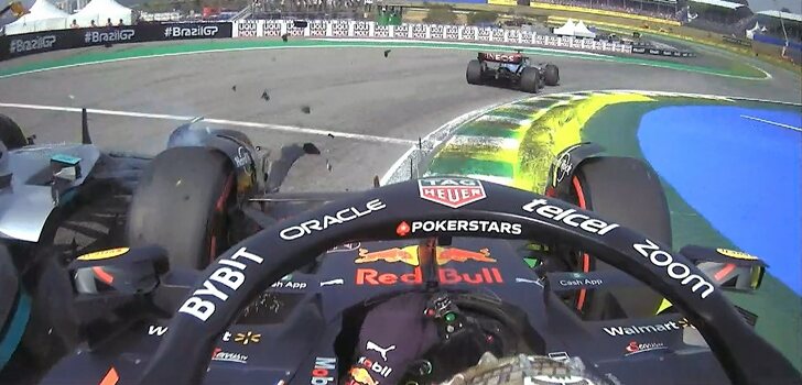 Verstappen y Hamilton se tocan en Brasil
