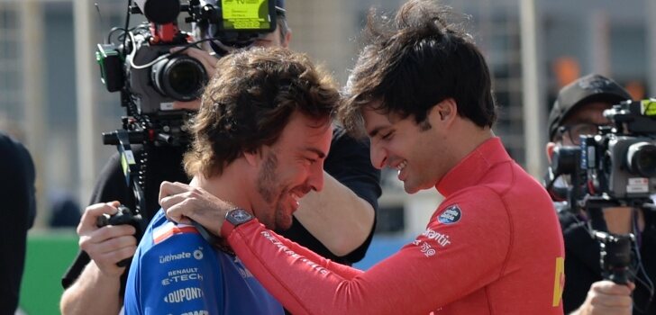 Alonso y Sainz, en la pretemporada de 2022