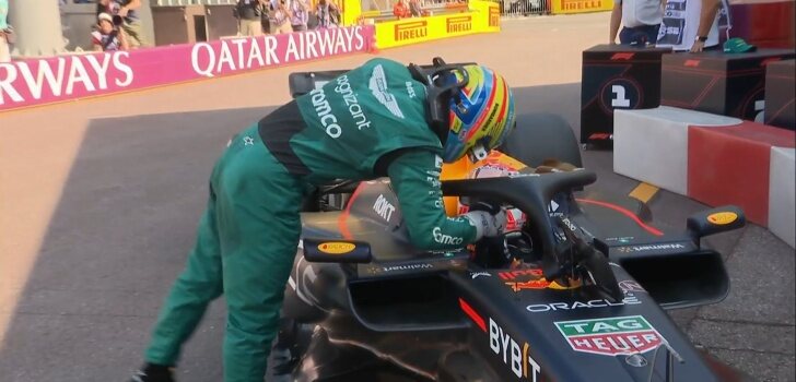 Alonso saluda a Verstappen tras la Qualy de mónaco
