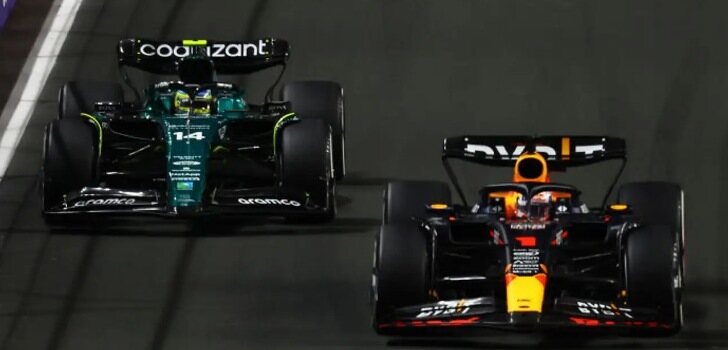 Fernando Alonso y Max Verstappen en el GP de Arabia Saudi