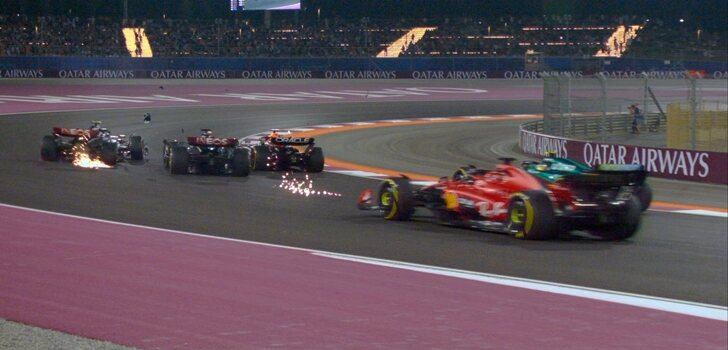 Accidente de Hamilton y Russell en Losail