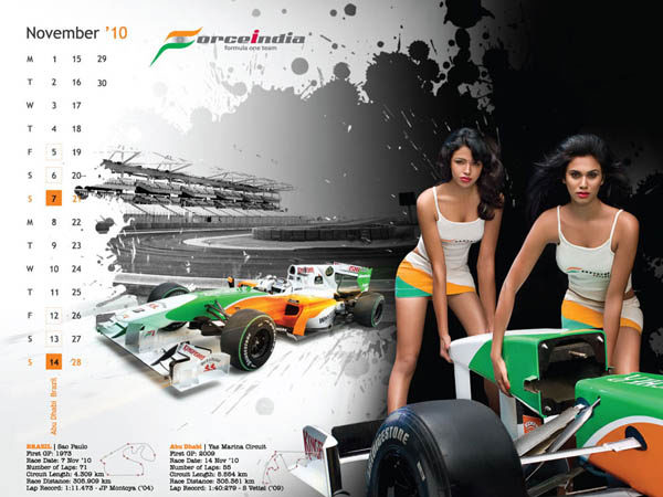 Chicas muy sugerentes en el nuevo calendario de Force India