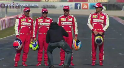 Tras las cámaras: los pilotos de Ferrari, de rodaje en Montmeló