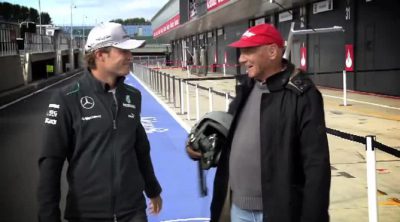 Niki Lauda y Nico Rosberg promocionan el GP de Alemania 2013