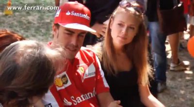 Los niños arropan a Fernando Alonso, Dasha Kapustina y Luca di Montezemolo