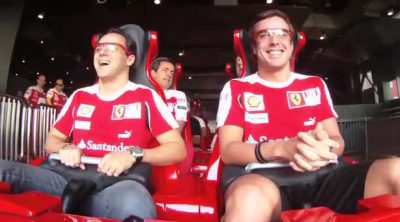 Alonso y Massa a 240 Km/h en la montaña rusa de Ferrari