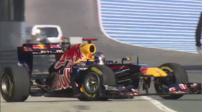 Sebastian Vettel rueda en los test de Jerez