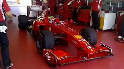 Sergio Pérez rueda con el Ferrari F60 en Fiorano