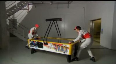 Hamilton vs. Button: Air hockey